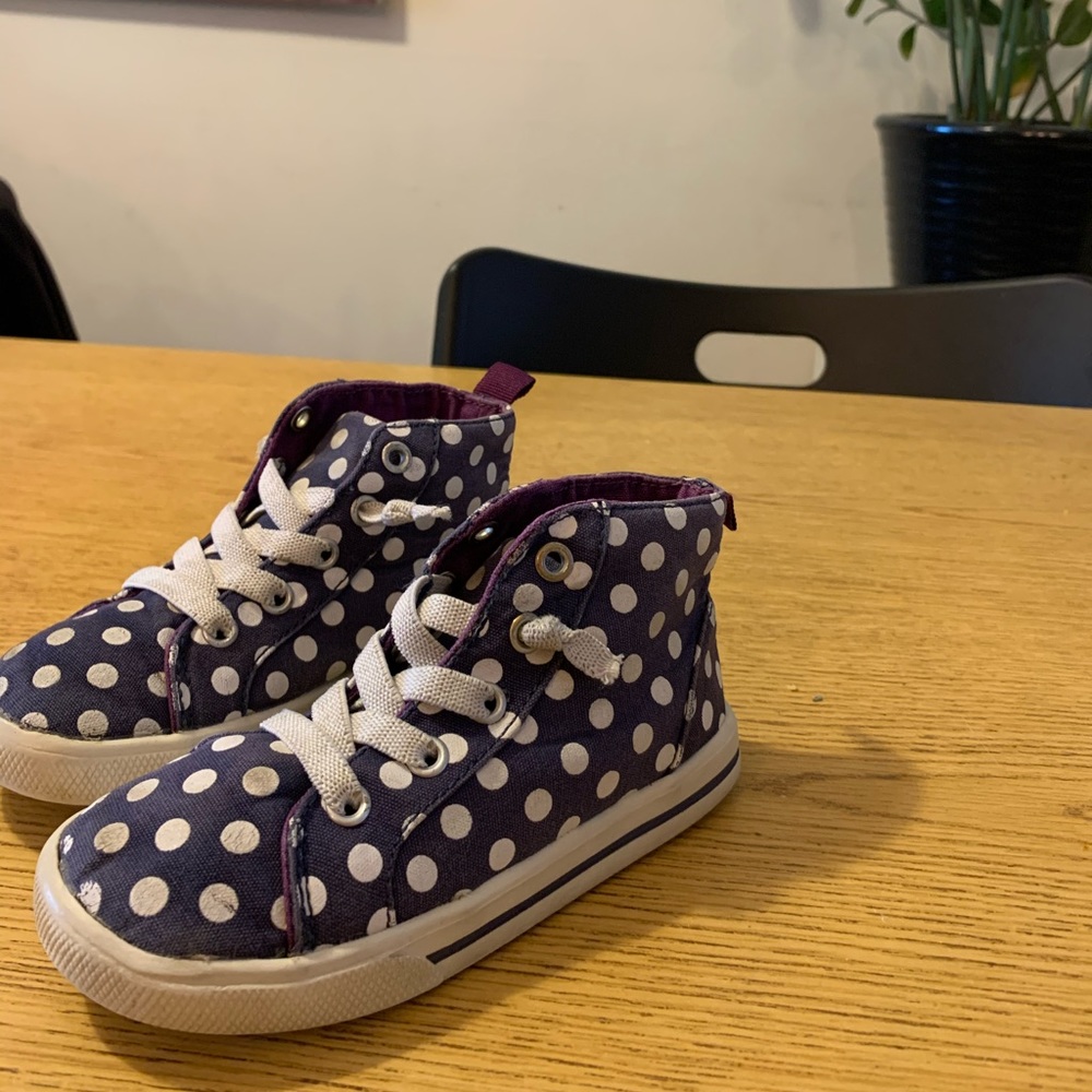 Carter’s Hightops navy white polka dots girl us 8